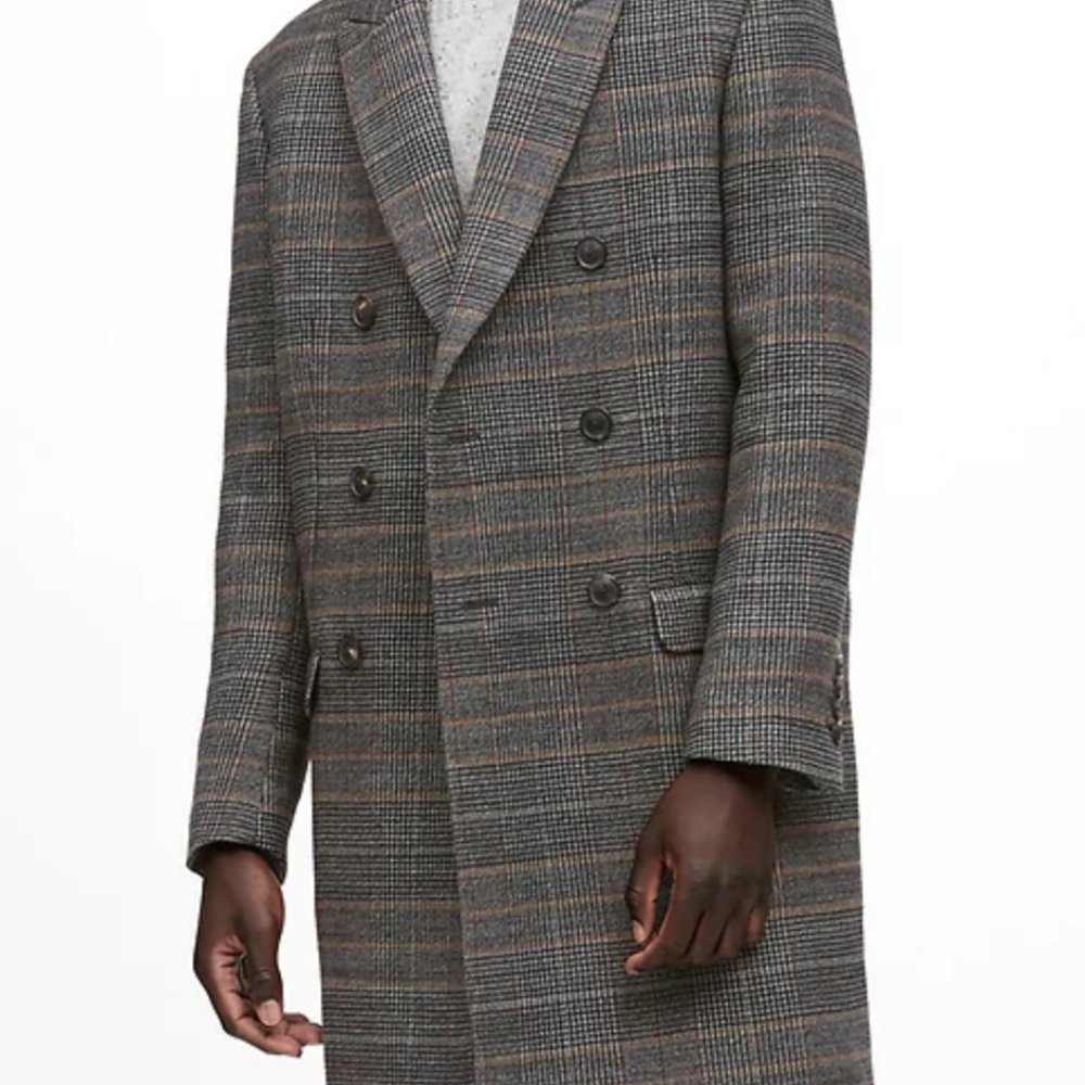Banana Republic Men's M Plaid Double Breasted Coat
